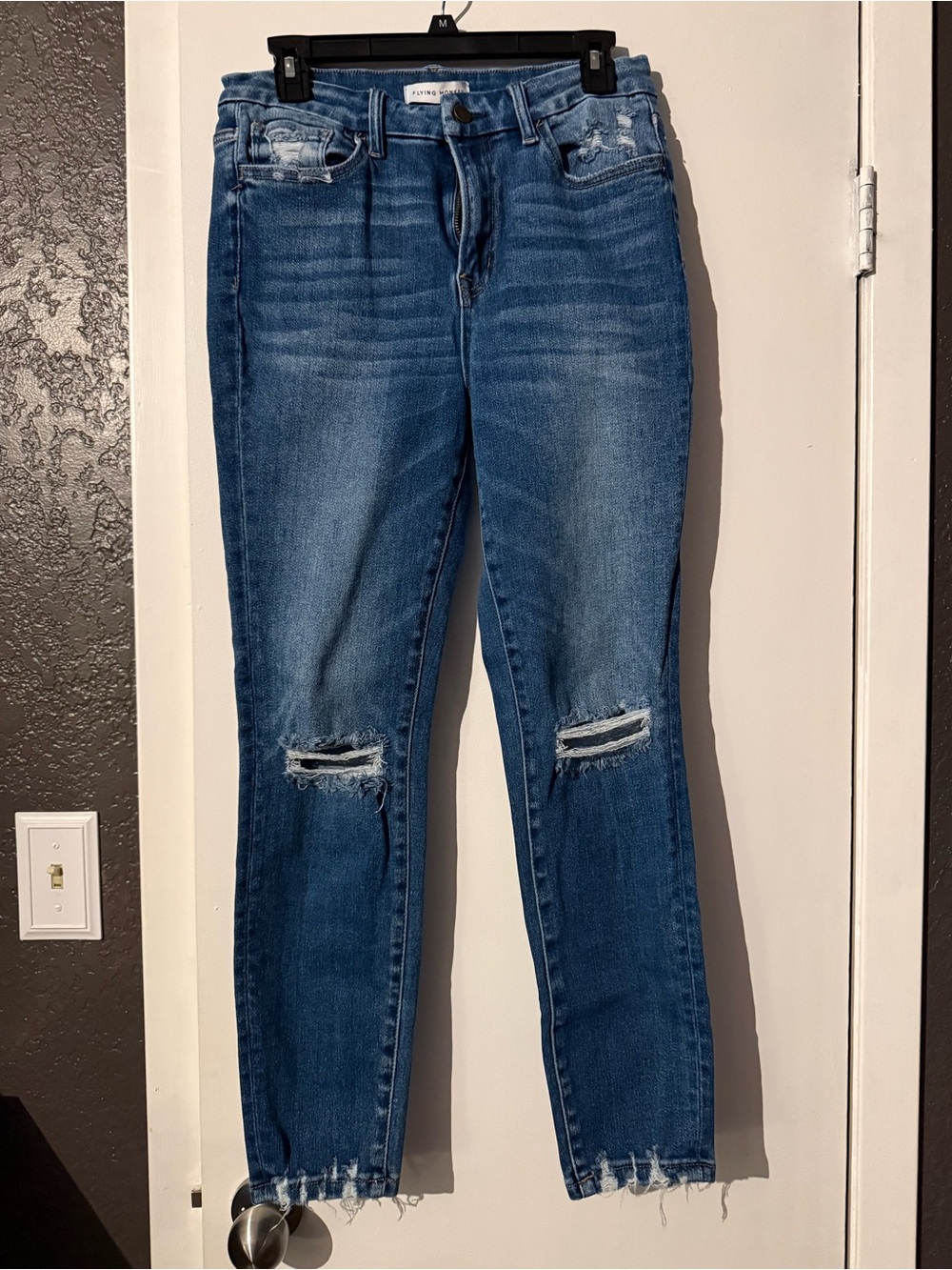 Flying Monkey Women’s Distressed High-Rise Slim Jeans - Blue